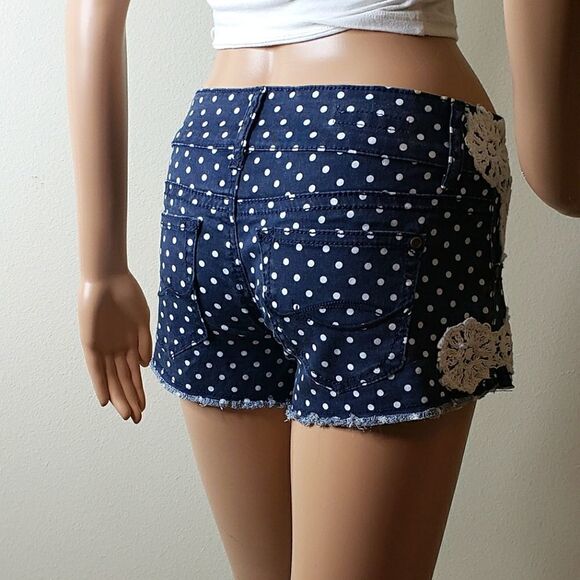 Hot Kiss Shorts Navy Polkadot & Lace - Picture 4 of 10